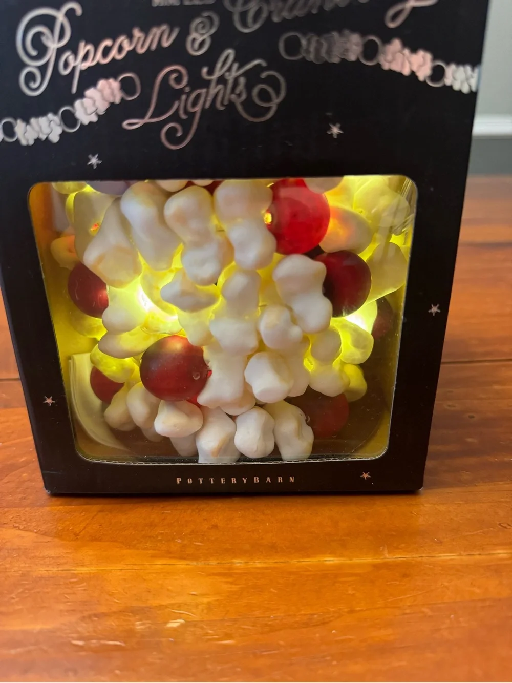 Pottery Barn Popcorn and Cranberry Lights Battery Powered 9 feet Christmas Decor